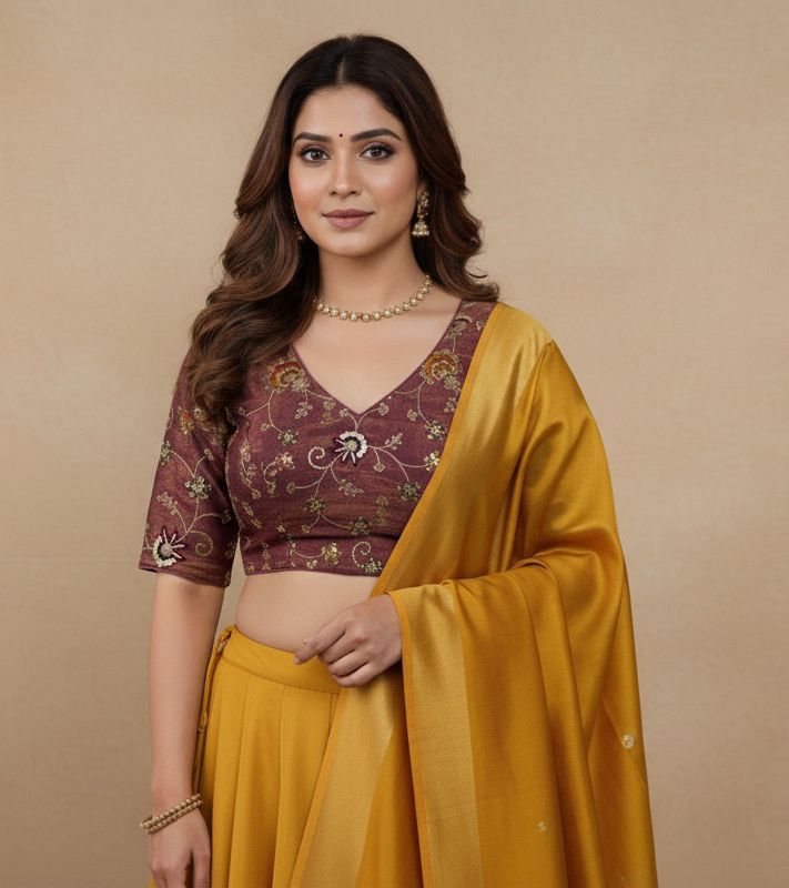 Guddiya Collection - Maroon Embroidered Blouse